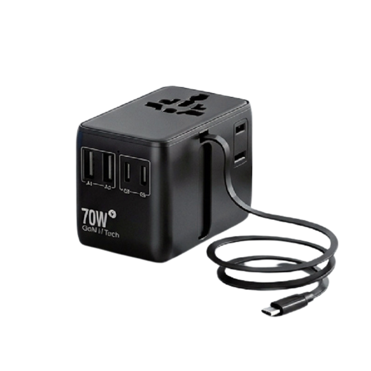 Travel Adapter with Retractable Cable