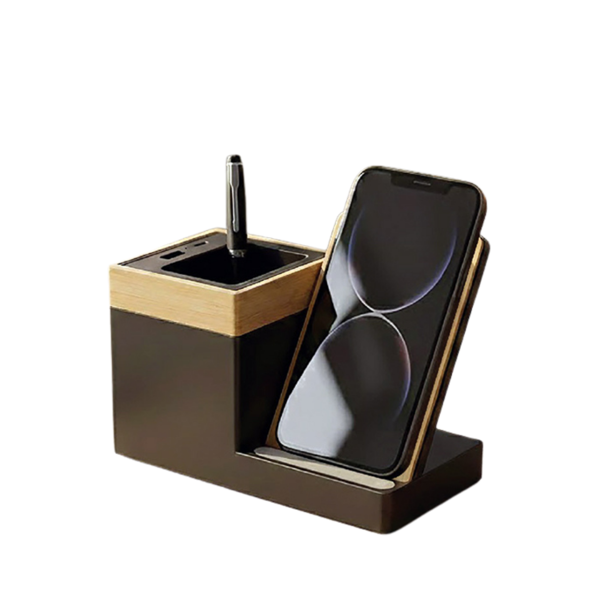 15W Wireless Charger with Bamboo Pen Holder