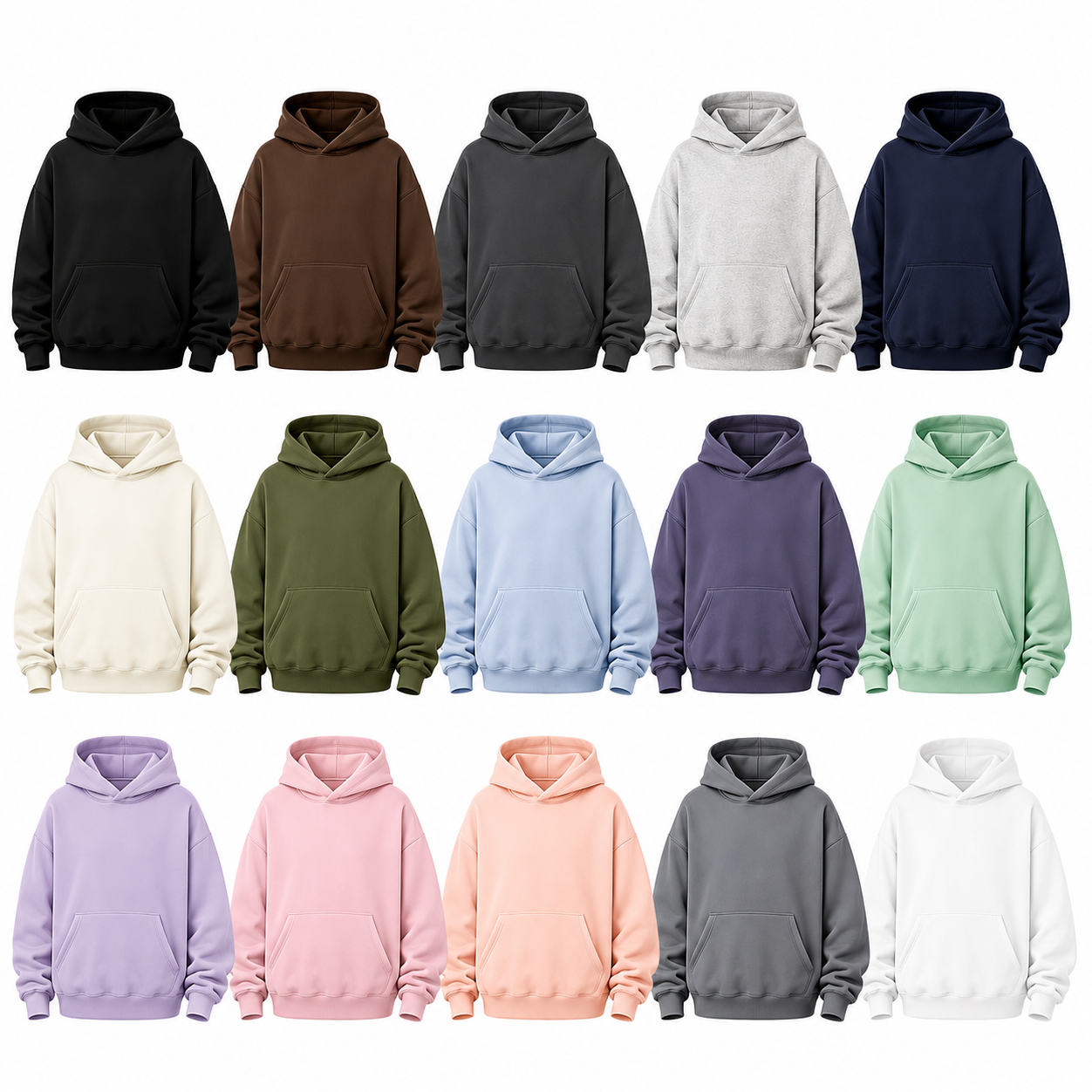 Oversized Pullover Hoodie – 300 GSM Premium Fleece Cotton Blend, Heavyweight Relaxed Fit Sweatshirt with Kangaroo Pocket & Adjustable Hood